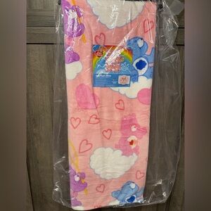 New Care Bears 50" x 70" Care Bear Pink Hearts & Clouds Throw Blanket On Hanger